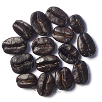 Sehr dunkel geröstete Kaffeebohnen